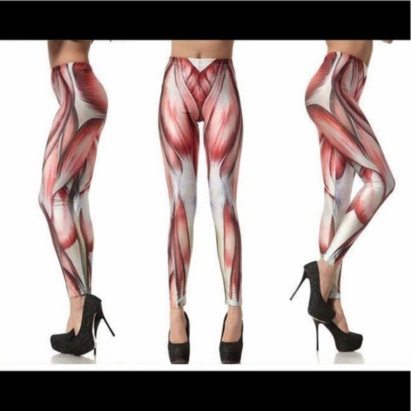 Human Muscle Pattern Printed Leggings Tights - Picture 7 of 7